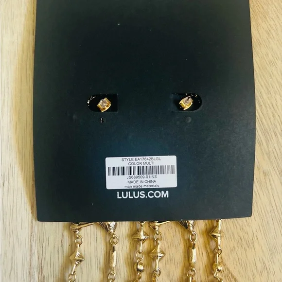 NEW Lulu's Gold and Blue Statement Earrings✨ - Picture 8 of 8